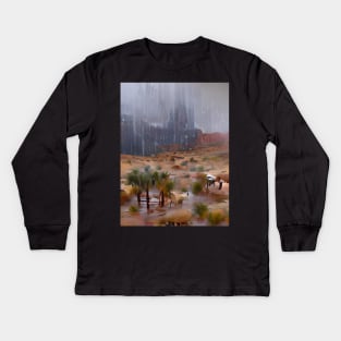 Heavy Rain In Desert Fantasy Art Style Kids Long Sleeve T-Shirt